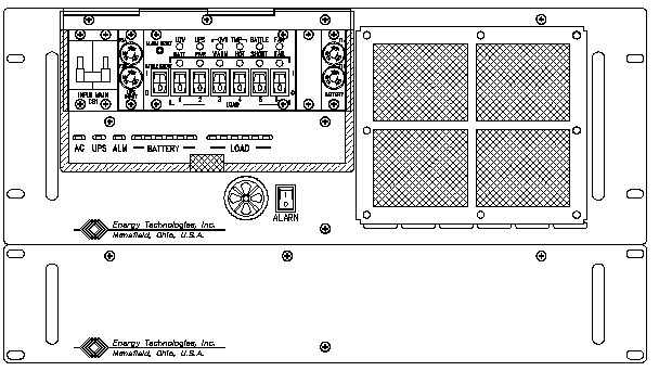 P/N: ETI0001-1406 Rugged COTS UPS and PDU Standard Front Panel Layout 